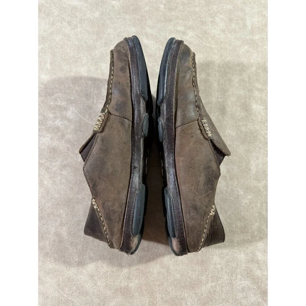 Olukai Moloa Mens Slip On Casual Shoes Moc‎ Toe Rubber Sole Brown Leather US 8.5